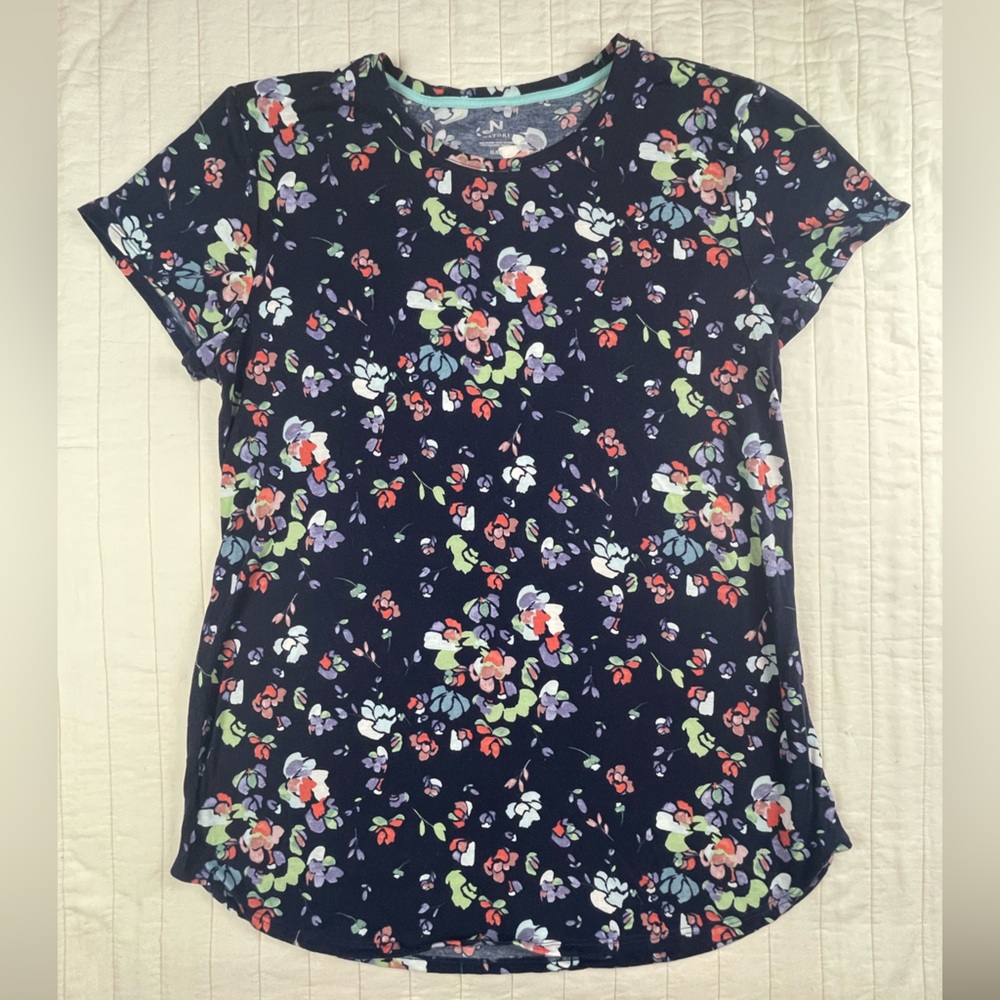 Floral Navy Short-Sleeve Sleep Shirt